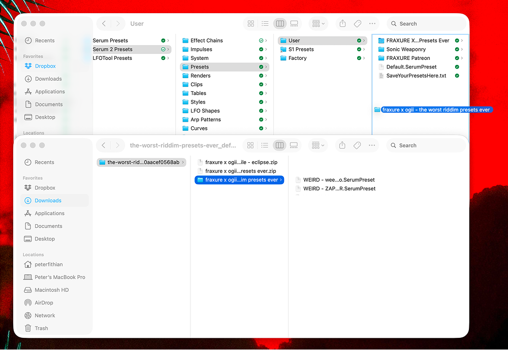 Drag your preset folder in