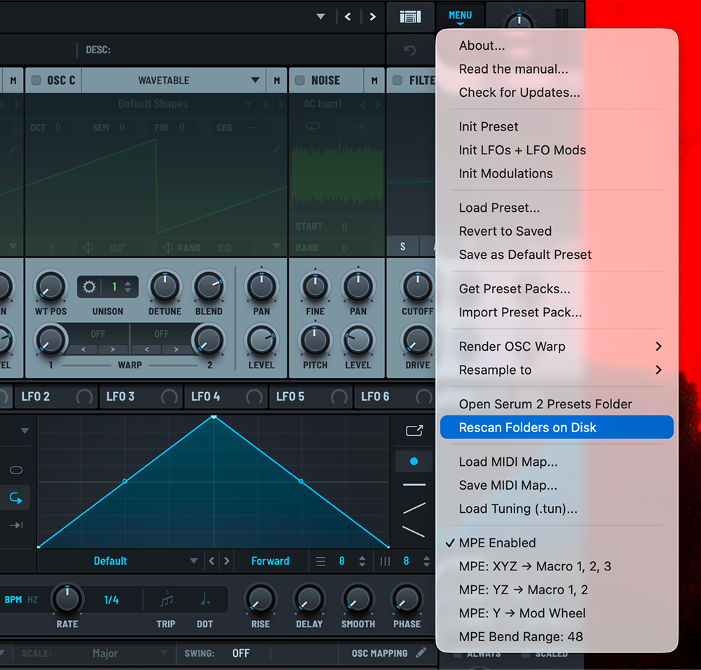 Refresh the preset browser